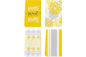 Artoid Mode Yellow Stripes Home Sweet Home Boho Summer Kitchen Towels Dish Towels, 18x26 Inch Seasonal Decoration Hand Towels