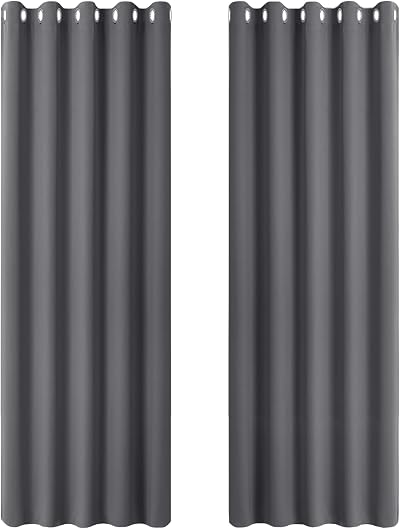 PONY DANCE Thermal Blackout Curtains 2 Panels 66x90 Gray Eyelet