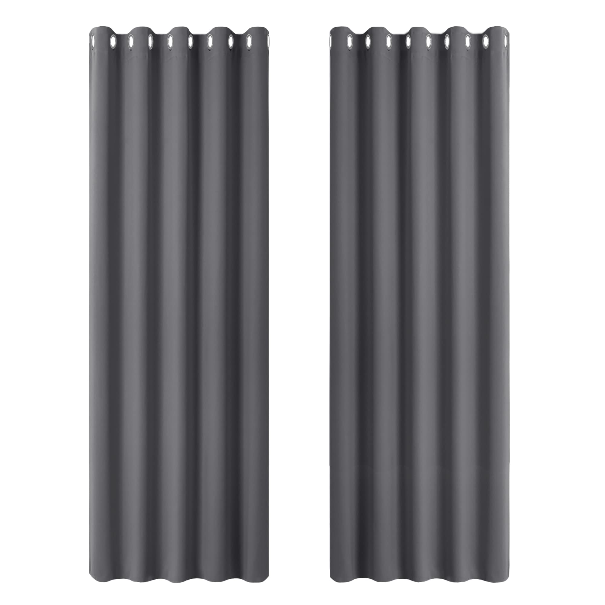 PONY DANCE Thermal Blackout Curtains 90 Inch Drop Extra Long Window Drapes for Living Room Eyelet Thermal Grey Curtains for Room Darkening & Energy Saving, 2 Panels, W66 X L90, Gray — image 1