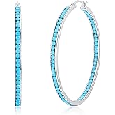 Stainless Steel Gold Hoop Earrings for Women Turquoise Cubic Zirconia Hypoallergenic Jewelry for Sensitive Ears Large Big 2 Inch 50MM weinuo
