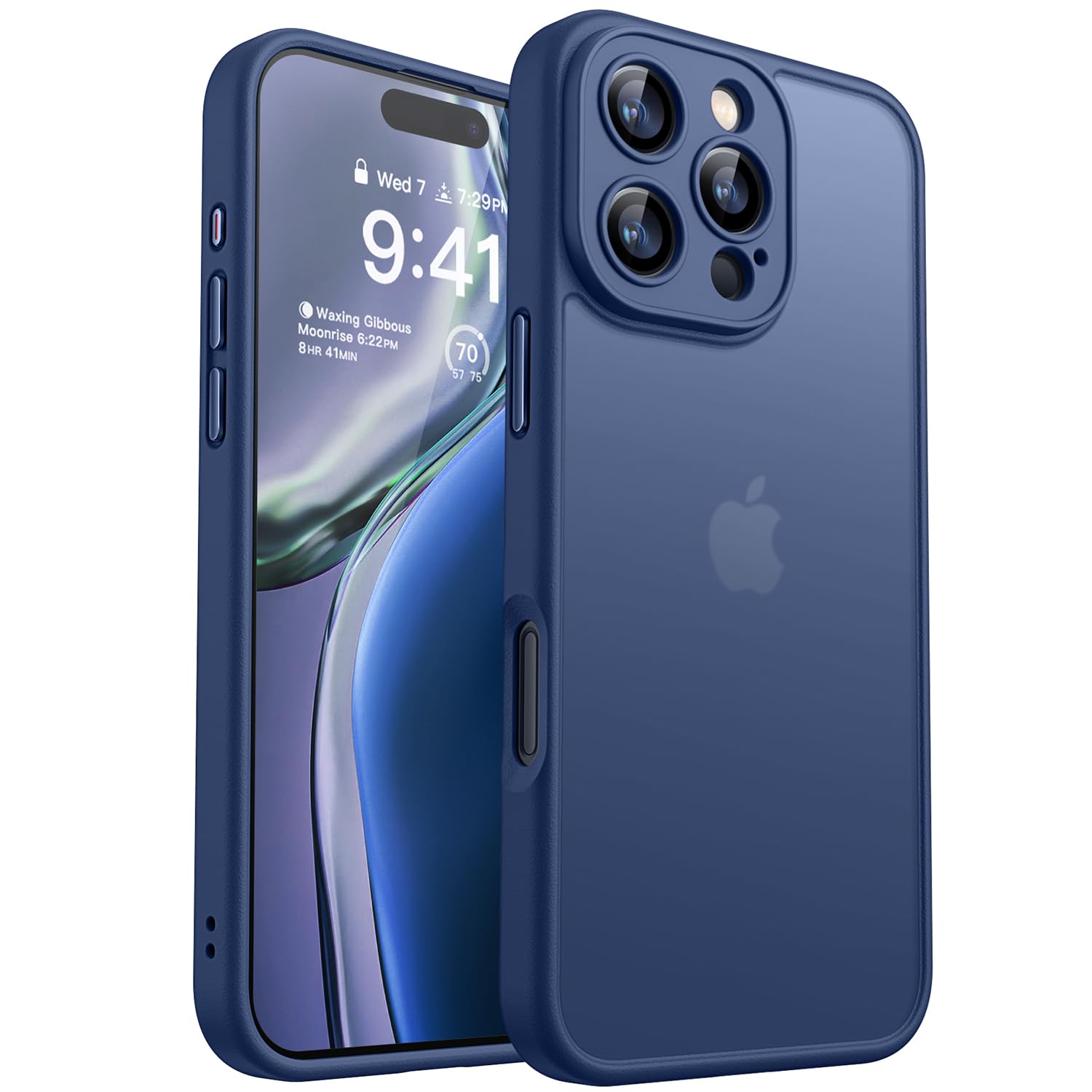 CANSHN Matte for iPhone 16 Pro Case, Upgraded [Full Camera Protection] [Translucent Matte] Shockproof Protective Phone Case for iPhone 16 Pro 6.3" - Deep Blue