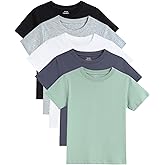 Gihuo 5 Pack Boys Tshirts Short Sleeve Shirts for Boys Cotton T-Shirts Kids Tees Clothes Summer Tops