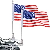 Vertical Motorcycle Flag Pole Rear Side Mount Luggage Rack for Honda Gold Wing Gl1500 Gl1200 Gl1800 2001-2012, Chrome Flagpole Bracket American Flag