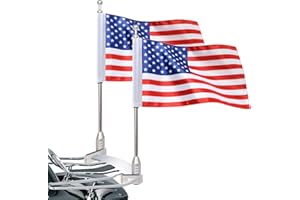 GDCREESTAR Vertical Motorcycle Flag Pole Rear Side Mount Luggage Rack for Honda Gold Wing Gl1500 Gl1200 Gl1800 2001-2012, Chrome Flagpole Bracket American Flag