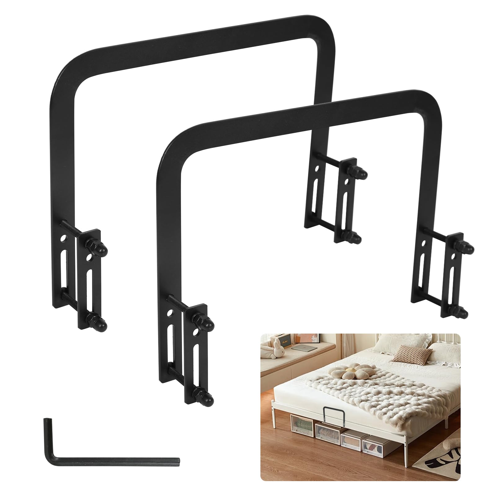 XQZMD Mattress Retainer Bar, Good Loading Capacity Anti Slip Mattress Slide Stopper with Installation Accessories, 11 Inch Mattress Stopper Bar for Home, Hotel (2pcs)