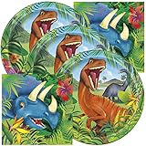 Dinosaur Themed Birthday Party Napkins and Plates (Serves 16)