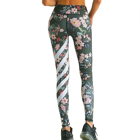 Leggings Damen, ABsoar Damen mit Blumenmuster Yoga Leggings Sporthosen Workout Gym Fitness Capris Hosen