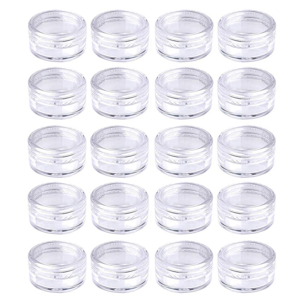 Desenda 20PCS 5ml Clear Sample Pots Empty Small Travel Containers Leak Proof Refillable Cosmetic Jars Makeup Sample Containers with Lid, Storage Pot for Lip Balm Scrub DIY Cosmetic