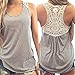 Lookatool Women Summer Lace Vest Top Short Sleeve Blouse Tank Tops T-Shirt (S, Gray)