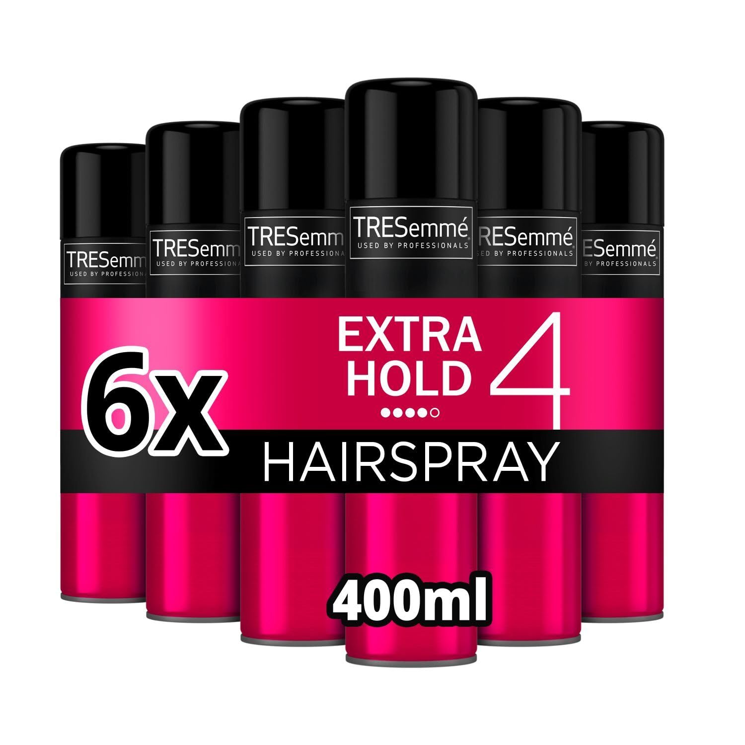 TRESemme Extra Hold Hairspray 24-hour frizz control for a smooth finish 6x 400 ml