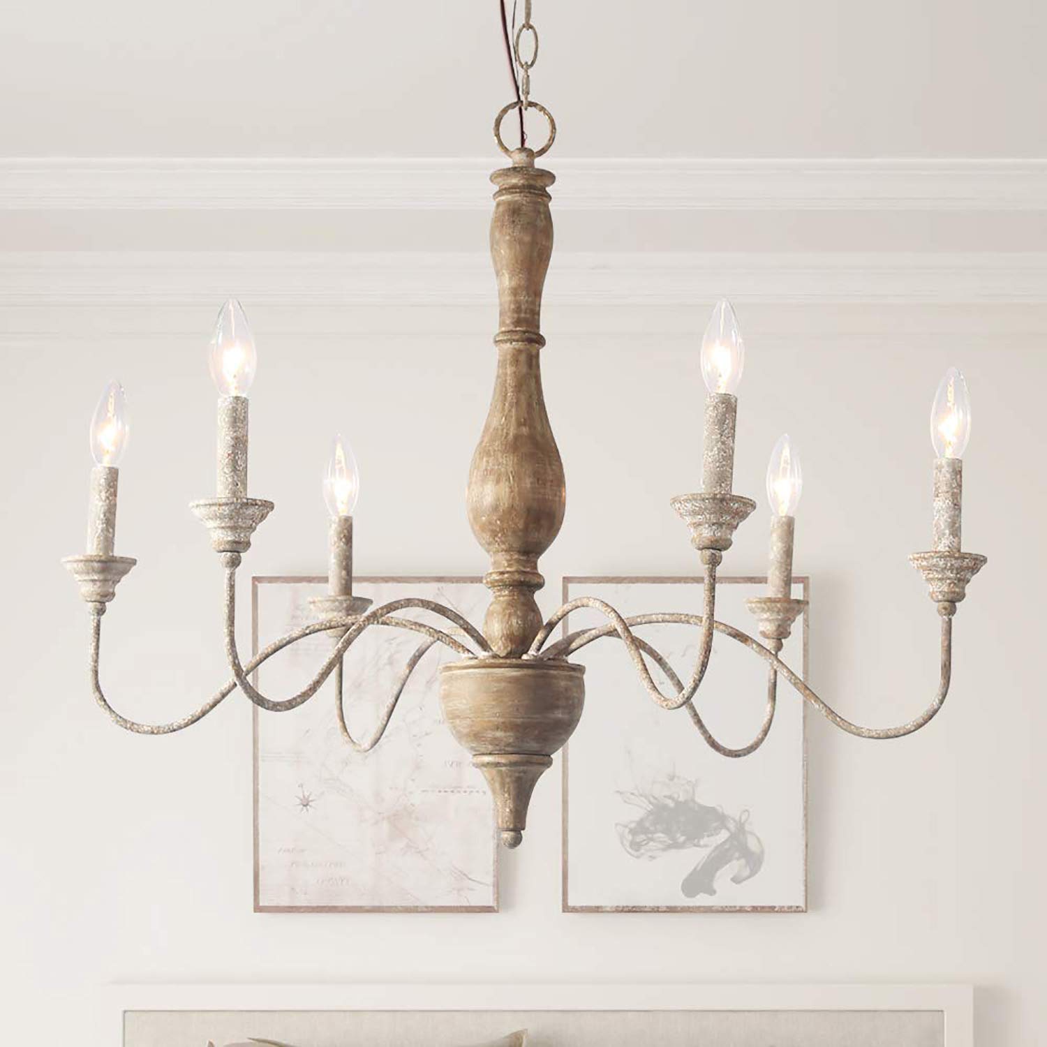 Handmade Distressed French Country Chandelier.