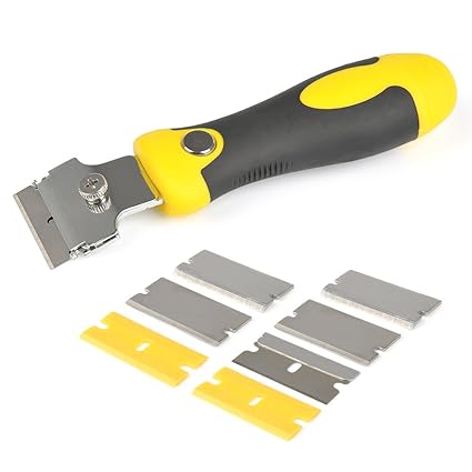 Foccts Raschietto E Adesivo Lame Raschietto Sticker Raschietto Di Rimozione Con Lame 8pcs Per Colla Pulita Per Etichette Vernice Vetro Pavimento