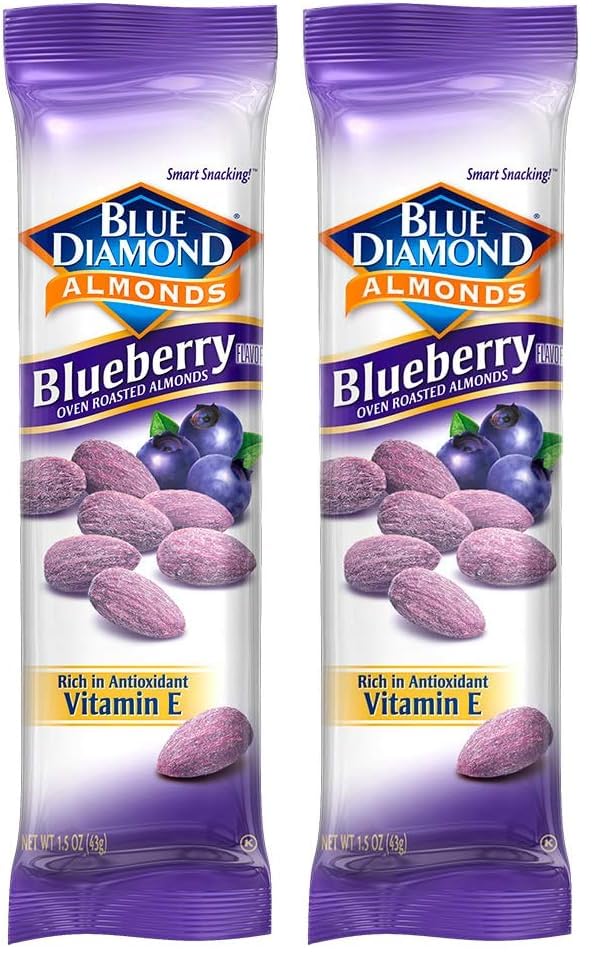 Blue Diamond Almonds, Blueberry Flavored Snack Nuts, Single Serve Bags (1.5 Oz. Tubes), (Pack of 24) Image