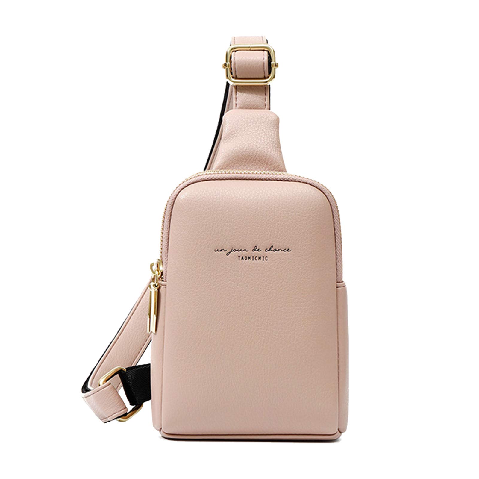 FANDARE Women Sling Bag Leather Shoulder Crossbody Backpack Girl Waterproof Chest Bag Lady Shoulder Bag Sport Gym Outdoor Daypacks Pink