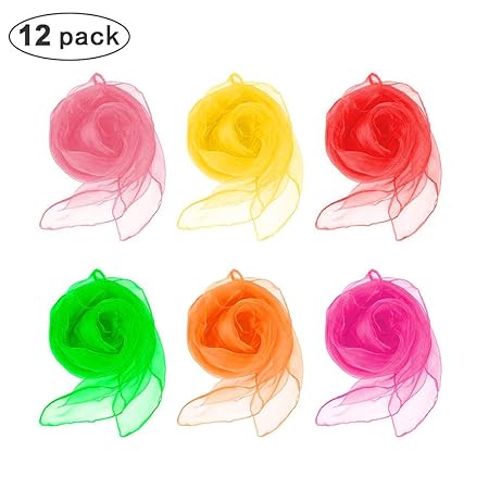 Wskderliner Kindergarten Tücher Tanz Performance Schals Chiffon Kinder Spielen Sinnesspielzeug für Kleinkinder Babys 6 Farben
