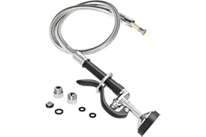 FAUAID Pre Rinse Sprayer Commercial with 45” Stainless Steel Hose, 1.42 GPM Commercial Sink Sprayer, High-Pressure Dish Spray for Restaurant Use, Sink Spray Nozzle with Adapters (Black)