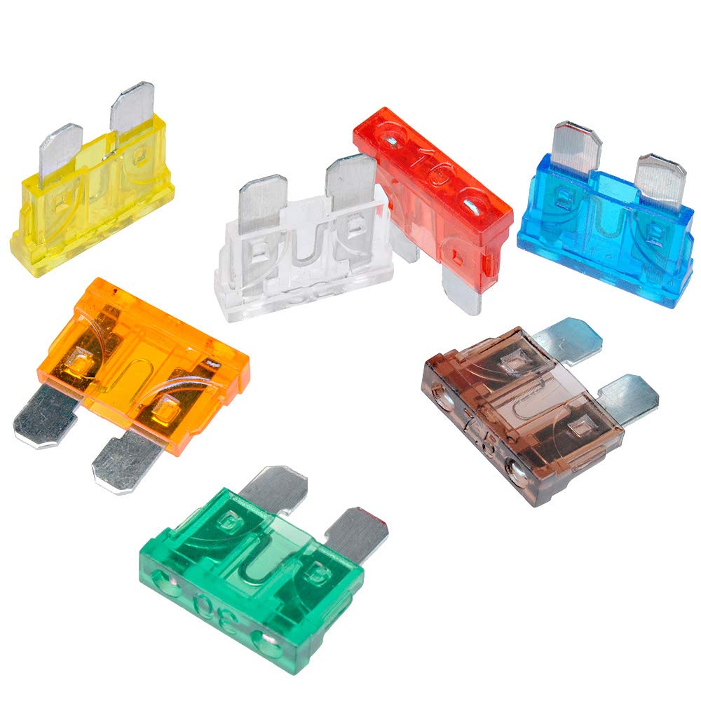 MUYI 120 pcs Assorted Standard Regular Blade Fuse Kit 5, 7.5, 10, 15, 20, 25, 30 Amp ATC Fuse Replacement for Car Truck Boat golf cart