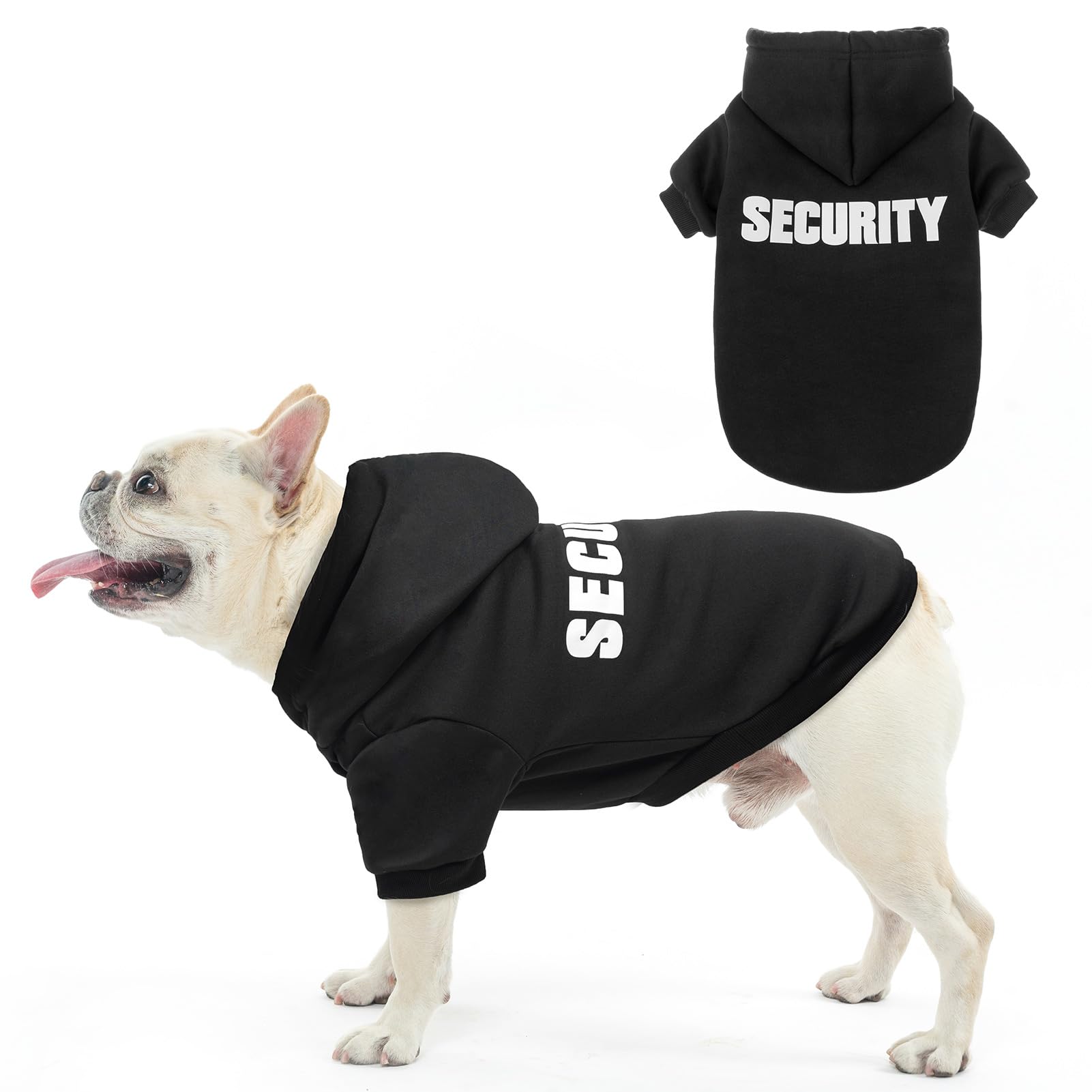 Photo 1 of SCENEREAL Security Dog Hoodie Sweaters for Small Medium Large Dogs, Brushed Fleece Dog Clothes with Hat,Soft Cotton Winter Spring Coat All Weather Clothes, Classic Halloween Costume with Leash Hole