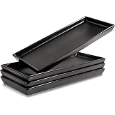 Home Beets Matte Black Ceramic Serving Platters (14 x 6 Inch Rectangle Plates) Serving Dishes for Entertaining, Food, Appetizers, Desserts, Cheese Board, Charcuterie, Sushi - Set of 4 Party Trays