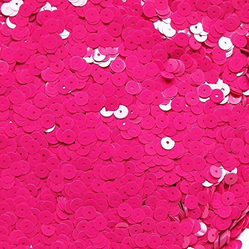 6mm Flat Round Sequins ~ Opaque Fuchsia Pink ~ Made in USA. Loose paillettes for embroidery, bridal, applique, arts, crafts, and embellishment.