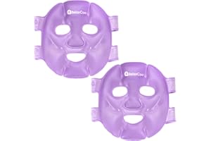 RelaxCoo Cold Face Eye Mask Ice Pack Reduce Face Puff,Dark Circles,Gel Hot Cold Compress,Face SPA for Woman Sleeping, Pressure, Headaches, Skin Care, 2 Pack, Purple