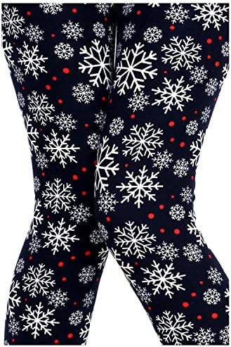 Leggings la moda one size and pulse size printed brushed women leggings ultra soft (snowflake red dots)