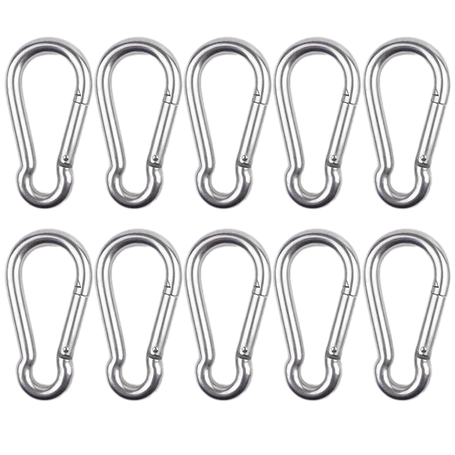 10 Pieces Carabiner Clips, Heavy Duty Carabiner Clips, Spring Hooks, Carabiner Ring Clips, Carabiner Hiking Clips, Carabiner Clip Hooks, Small Carabiner Clips for Keys (Silver)