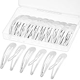Gingbiss 50Pcs Metal Snap Hair Clips for Women, 2 Inch Water Drop Hair Barrettes with Storage Box, No-Slip Hair Pins Accessories for Women Girls (Silver)