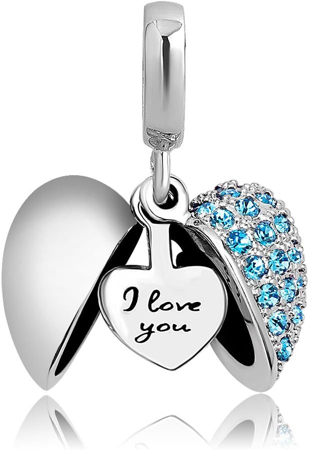ShinyJewelry I Love You Heart Charm Dangle Bead for European Bracelet Necklace