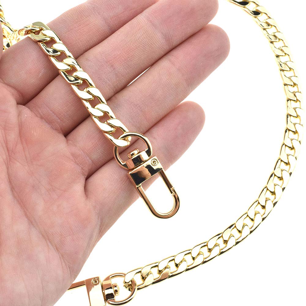 Photo 1 of HAHIYO Mini Pochette Purse Chain Strap Slim Wide 7mm for LV Length 15.7 Inches Extra Thick 2.6mm Shiny Gold for Handbag Wallet Clutch Comfortable Flat Metal Strap 1 Pack