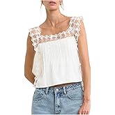 MakeMeChic Women's Mesh Sleeveless Crop Tops Square Neck Tie Side Elegant Shirt