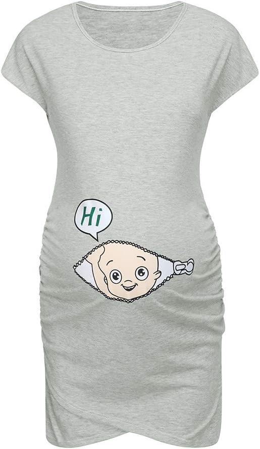 Zerototens Pregnancy Announcement T Shirt Dress,Maternity Clothing for Women Mom Pregnant Sleeveless Baby Peeking Funny Maternity Dress Seamless Bodycon Vest Sundress