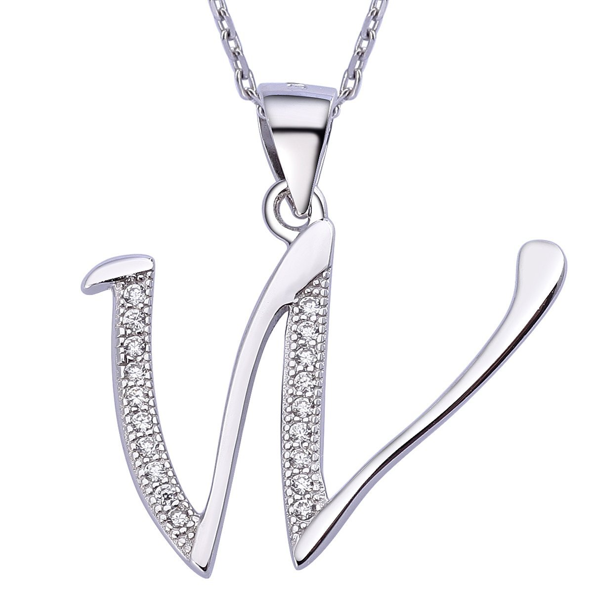 VIKI LYNN Initial Pendant W 925 Sterling Silver Letter Necklace with Cubic Zirconia Personalised Gifts for Women Ladies — image 1