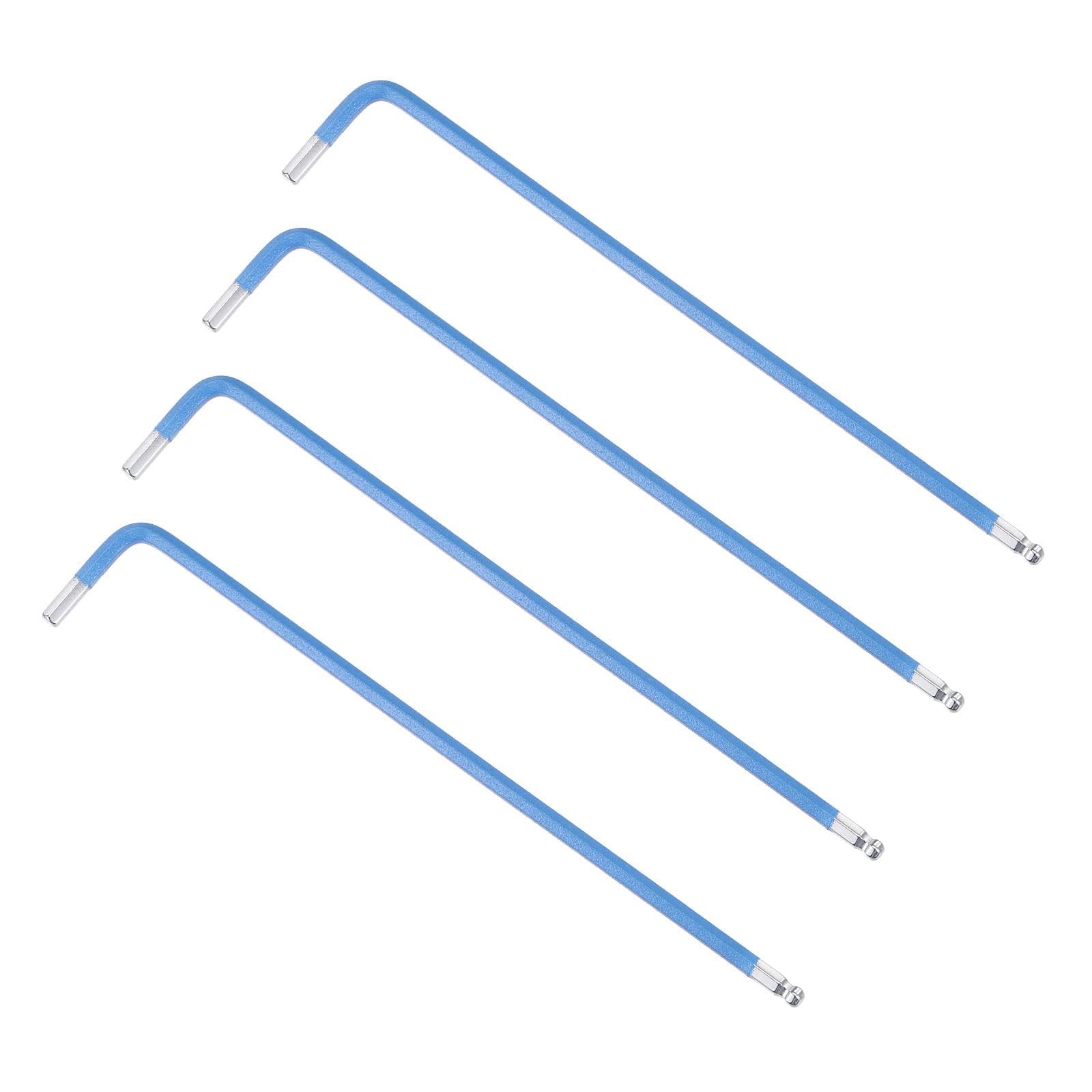 TOP-VIGOR 4Pcs 3mm Ball End Hex Key Wrench, L Shaped Long Arm Allen Key for Household DIY, Professional Machine Repairing