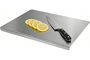 Stainless Steel Cutting Board for Kitchen, Metal Cutting Board with Counter Lip Dishwasher Safe Chopping Board for Meat, Fish