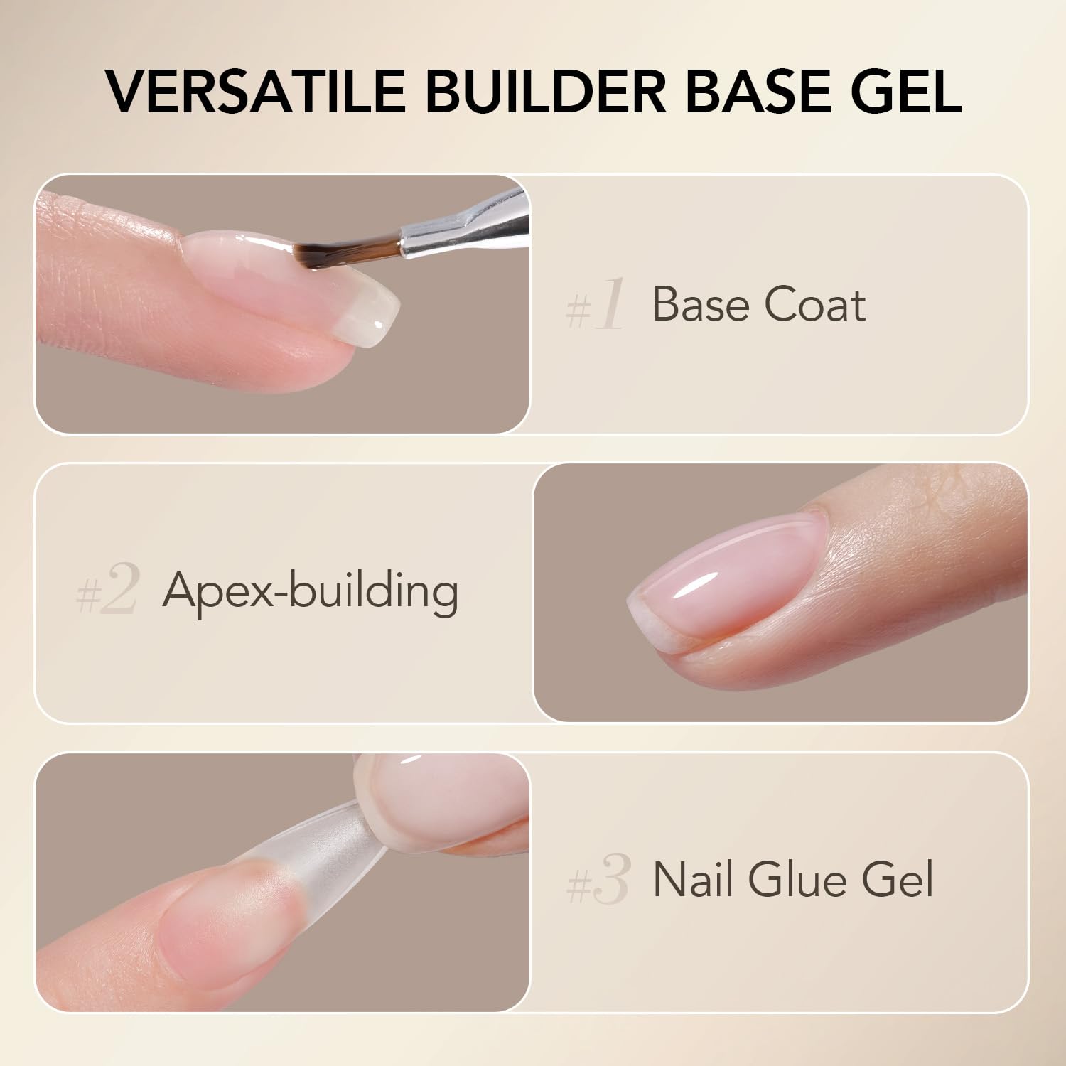 GAOY 30g Builder Base, Clear Nail Builder Gel, 2-in-1 Soak Off UV Gel for Nail Strengthening and Building, UV Light Cure - Image 2