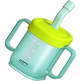 Healvian Elderly Sippy Cup 8.5Oz Spill-Proof Drinking Aid with Straw and Handles for Disabled and Bedridden Adults Dysphagia Feeding Cup for Seniors