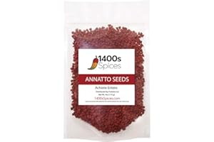 4oz Annatto Seeds (Semillas de Achiote/Bixa Orellana/Anato Entero). Heat-Sealed Resealable Bag by 1400s Spices