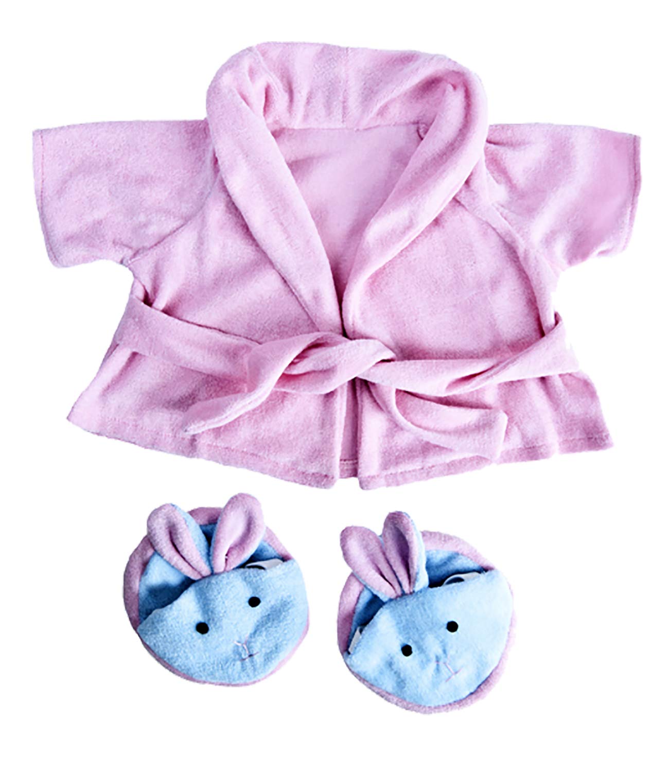 Pink Bathrobe with Bunny Slippers Teddy Bear Clothes Outfit Fit 36cm - 46cm Build-A-Bear, Vermont Teddy Bears, and Make Your On Stuffed Animals
