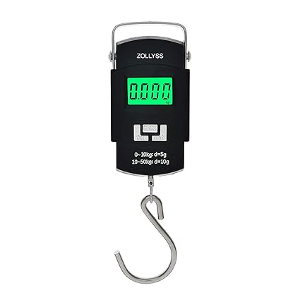 Zollyss Portable Digital 50 Kg Weighing Scale with Metal Hook (Black)