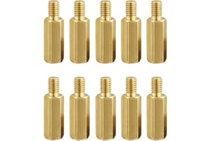 LAGOGIA Male to Female Thread Spacer Screws Brass Hex Standoff M3 x 20mm + 6mm PCB Pillar for Drone Quadcopter, Computer and Circuit Board, Pack of 10, Gold