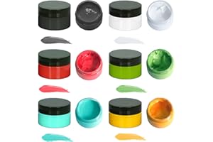 BOOLOOEN 6 Jars Chalk Paste Paint Set, Silk Screen Stensils Ink, Self Adhesive Mesh Screen Stencil Ink, Art Craft Paint Chalkboard Ink Paste for DIY Home Decor.