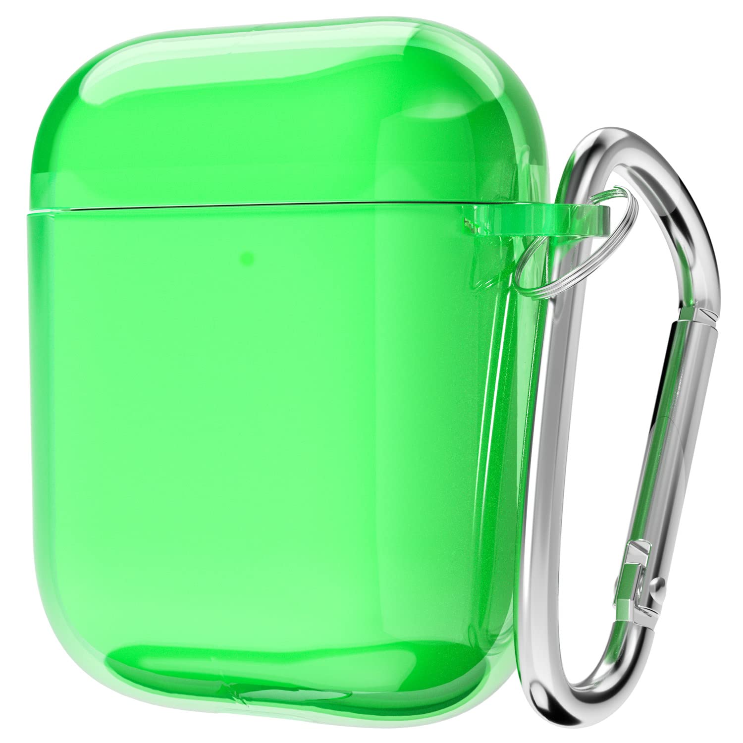 Svanove for Airpods Case Clear Hard Plastic, Transparent Simple Cute Airpods 1st 2nd Generation Case with Keychain, Girly Y2k Aesthetic Trendy Airpods Cover Accessories for Women Girl, Neon Green