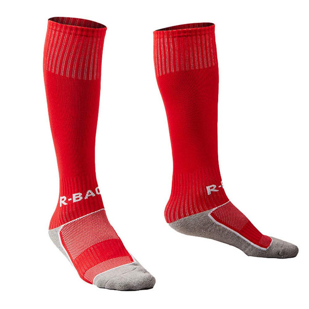 メール便なら送料無料 子供用ロングサッカーソックス スポーツチーム チューブ型圧縮ストッキング ニーハイサッカーソックス B074fzgvkz レッド レッド 在庫限り Www Cuentaconmigotienda Com Ar