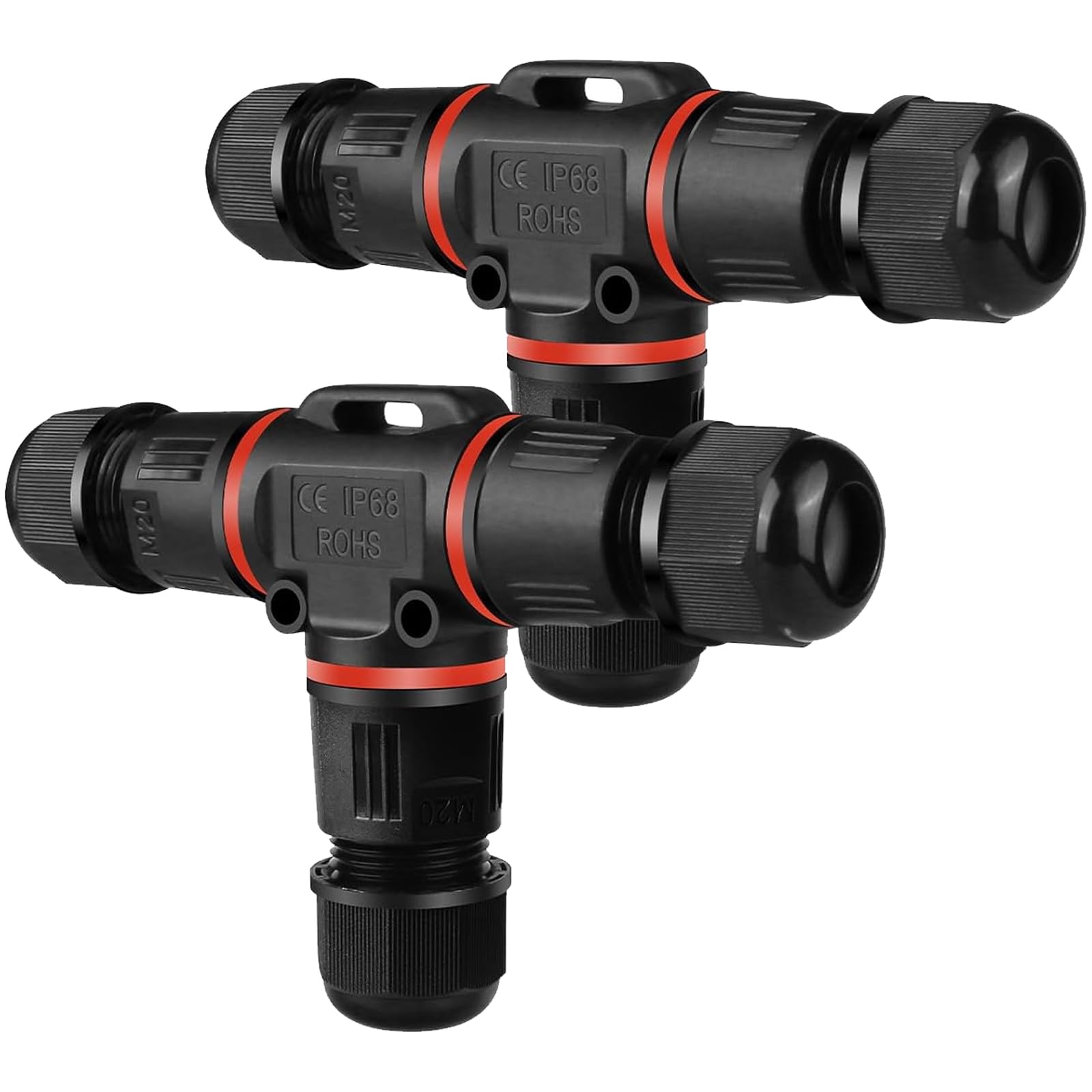 HAPPOW 2 Pcs IP68 Waterproof Junction Box,Durable 3 Way Outdoor External Junction Box Extension Electrical ，for Secure Cable Connections.Waterproof Electrical Connector for Outdoor Use