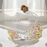 Venusorn Handcrafted Crystal Swan Figurine Sculpture with Accents, Decorative Glass Collectible,Birthday, Party, Study Room, Window, Gift (Pastel Yellow)