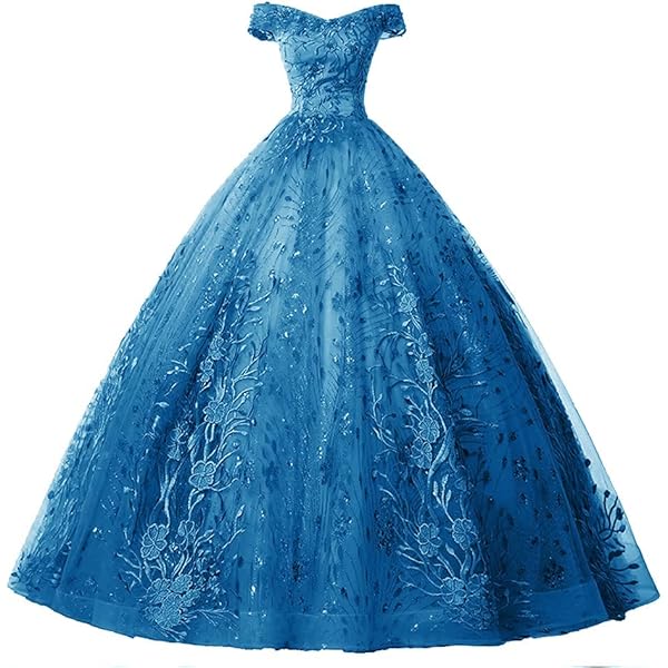 debut blue dress Royal Blue One Shoulder Sequin Princess Ball Gown Dress 40 main image 1