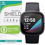 (8-Pack) RinoGear Screen Protector for Fitbit Sense Case Friendly Fitbit Sense Screen Protector Accessory Clear Film