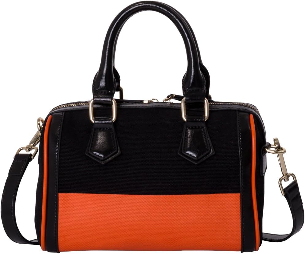 Safelake Contrast Color Orange Canvas Satchel Handbag Purse Shoulder Bag Mini Duffles