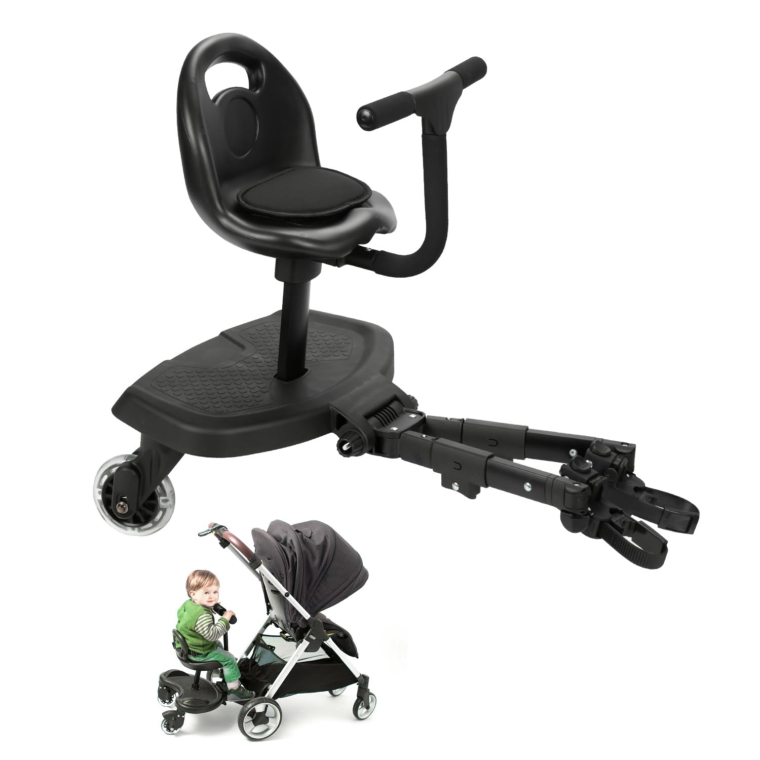 Photo 1 of Universal 2-in-1 Stroller Board, Buggy Board with Detachable Seat Standing Board, Holds Children Up to 55lb,for 2-6-year-old Children. 2-1 Stroller Seat Attachment